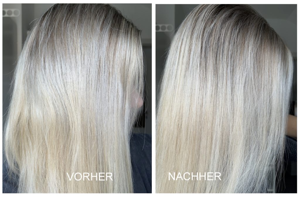 Color Fresh Mask in pearl blonde von Wella. Ein Vorher-Nachher-Vergleich.